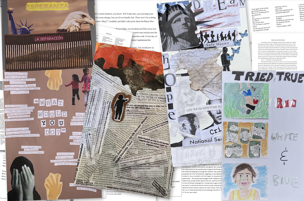 Collages created by students in Professor Lucy Bassett's "Children in Crisis at the US/Mexico Border" capstone course. (Graphic by Macy Brandon)